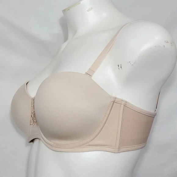 36D Vanity Fair 74380 Beauty Back Full Figure Strapless Underwire Bra Beige - Picture 2 of 7